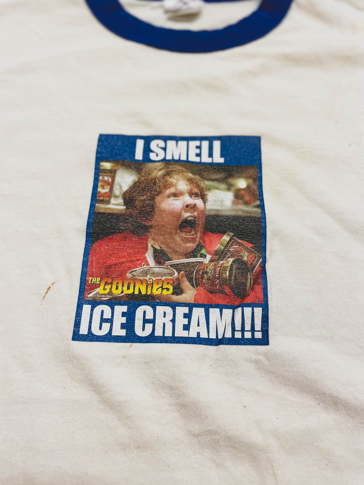 I SMELL ICE CREAM GOONIES RINGER TEE