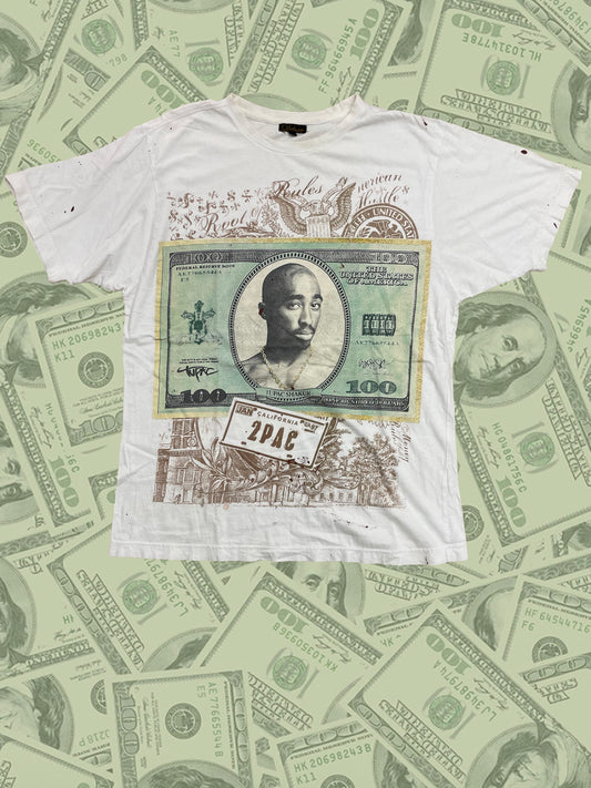 TUPAC HUNDRED DOLLARS GLITTER SPLATTER TEE