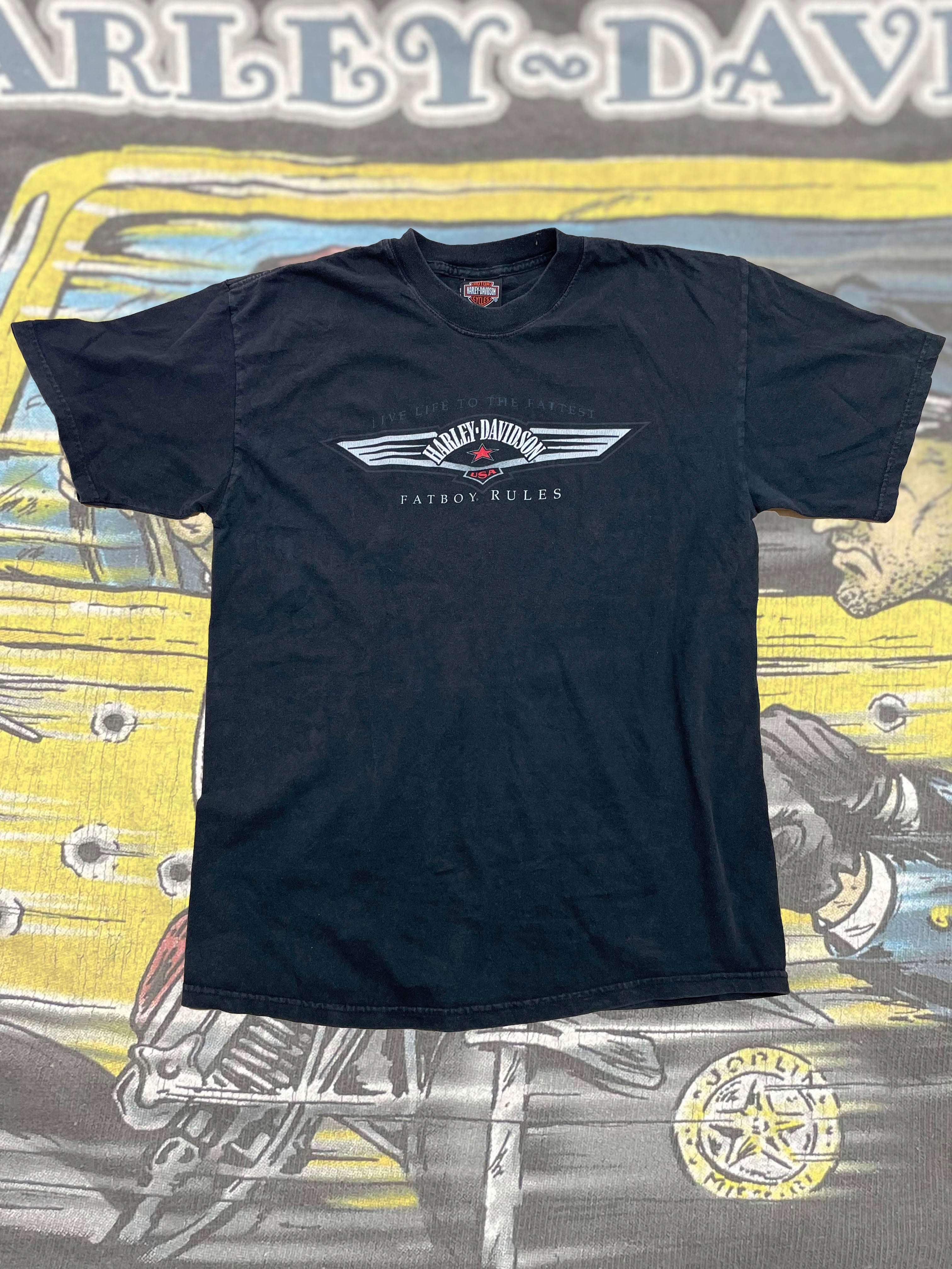 HARLEY DAVIDSON FATBOY RULES BONNIE AND CLYDE TEE